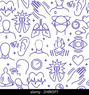Panic disorder seamless pattern in line style. Mental disorder background. Vector illustration. Stock Vector