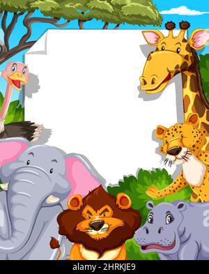 Banner with various wild animals illustration Stock Vector Image & Art ...