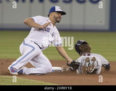 American League's José Ramírez, of the Cleveland Guardians, celebrates a  base hit during the MLB All-Star baseball game against the National League  in Seattle, Tuesday, July 11, 2023. (AP Photo/Lindsey Wasson Stock