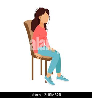 Woman sitting on chair isolated vector illustration Stock Vector