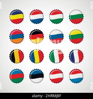 Colorful bottle caps vector Stock Vector