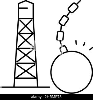 tower demolitions line icon vector illustration Stock Vector
