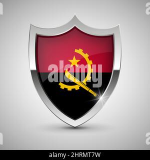 EPS10 Vector Patriotic shield with flag of Angola. An element of impact for the use you want to make of it. Stock Vector