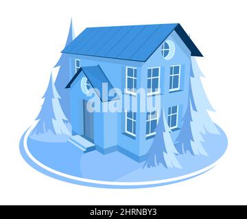 Winter landscape. 3D house surrounded by trees Stock Vector Image & Art ...