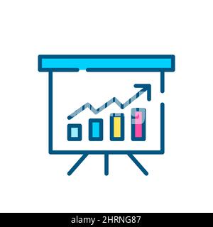 Growth diagram chart on a whiteboard. Pixel perfect, editable stroke color icon Stock Vector