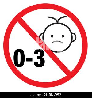forbidden for children from 0 to 3 years old. no kids 0-3 year old sign. children safe concept. flat style. Stock Photo