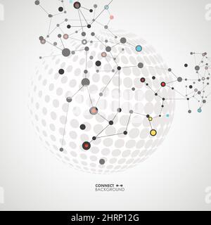 Vector halftone circle witn molecule connect Stock Vector