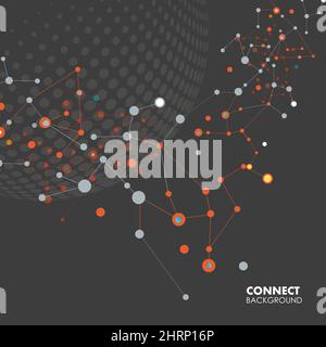 Vector halftone circle witn molecule connect Stock Vector