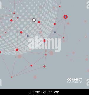 Vector halftone circle witn molecule connect Stock Vector