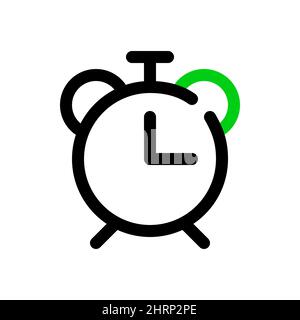 Simple line art alarm clock icon. Pixel perfect, editable stroke Stock Vector