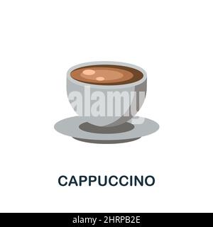 Cappuccino flat icon. Colored element sign from drinks collection. Flat Cappuccino icon sign for web design, infographics and more. Stock Vector