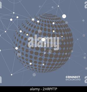 Vector halftone circle witn molecule connect Stock Vector