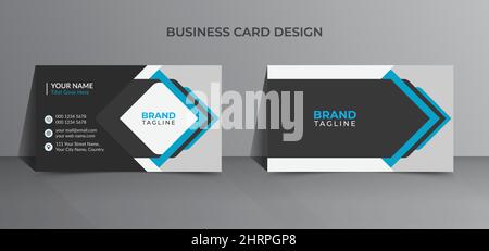 Minimal and creative business card template design in blue color Stock Vector