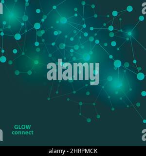 Connect green lines. Abstract technology glowing line and dots Stock Vector