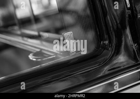 Grayscale shot of vintage car details Stock Photo