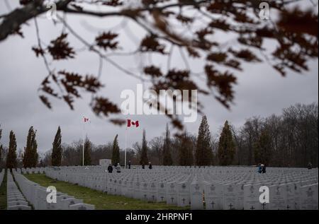 The National Military Cemetery in Ottawa is seen before a Remembrance Day ceremony, on Wednesday, Nov. 11, 2020. Members of the public were encouraged to follow the ceremony from home via livestream, while a fenced off area limited attendance to comply with COVID-19 restrictions for gatherings. THE CANADIAN PRESS/Justin Tang