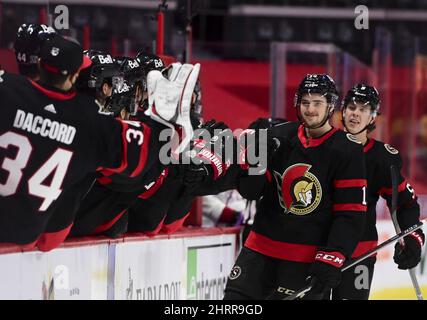 Ottawa Senators Right Wing Drake Batherson (19) Scores On Vancouver ...