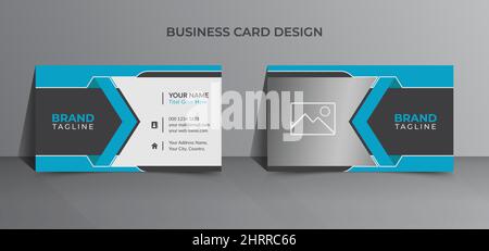 Morden and creative vector business card template design  in blue color Stock Vector