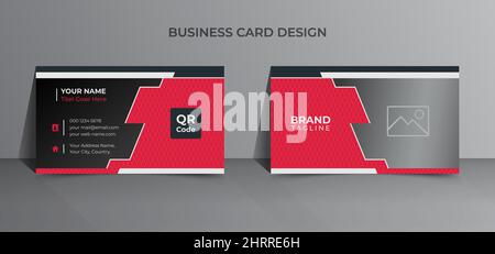 Morden and creative vector business card template design in red color Stock Vector