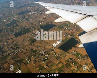 Sunny aerial view of the Guanyin District, Taoyuan City at Taiwan Stock Photo