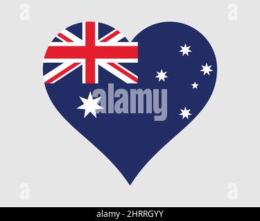 Australia Heart Flag. Australian Aussie Love Shape Country Nation National Flag. Commonwealth of Australia Banner Icon Sign Symbol. EPS Vector Illustr Stock Vector