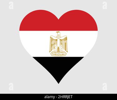 Egypt Heart Flag. Egyptian Love Shape Country Nation National Flag. Arab Republic of Egypt Banner Icon Sign Symbol. EPS Vector Illustration. Stock Vector