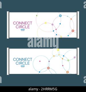 Gorizontal template vector, x-banner with abstract connect circle Stock Vector