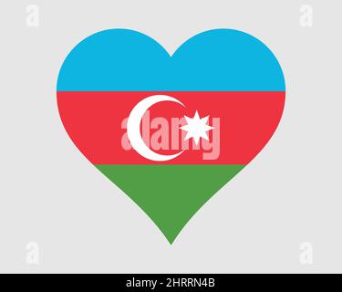 Azerbaijan Heart Flag. Azerbaijani Azeri Love Shape Country Nation National Flag. Republic of Azerbaijan Banner Icon Sign Symbol. EPS Vector Illustrat Stock Vector