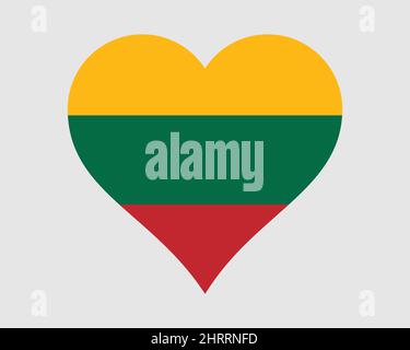 Lithuania Heart Flag. Lithuanian Love Shape Country Nation National Flag. Republic of Lithuania Banner Icon Sign Symbol. EPS Vector Illustration. Stock Vector