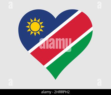 Namibia Heart Flag. Namibian Love Shape Country Nation National Flag. Republic of Namibia Banner Icon Sign Symbol. EPS Vector Illustration. Stock Vector