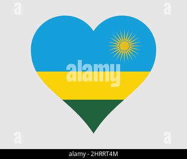 Rwanda Heart Flag. Rwandan Rwandese Love Shape Country Nation National Flag. Republic of Rwanda Banner Icon Sign Symbol. EPS Vector Illustration. Stock Vector