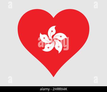 Hong Kong Heart Flag. HK Love Shape Country Nation National Flag. Hong Kongese Banner Icon Sign Symbol. EPS Vector Illustration. Stock Vector