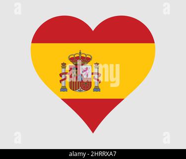 Spain Heart Flag. Spanish Spaniard Love Shape Country Nation National Flag. Kingdom of Spain Banner Icon Sign Symbol. EPS Vector Illustration. Stock Vector