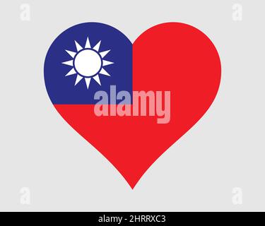 Taiwan Heart Flag. Taiwanese Love Shape Country Nation National Flag. Republic of China Banner Icon Sign Symbol. EPS Vector Illustration. Stock Vector