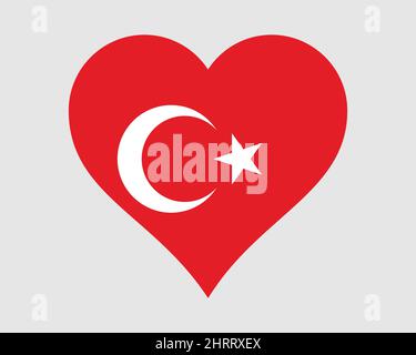 Turkey Heart Flag. Turkish Turk Love Shape Country Nation National Flag. Republic of Turkey Banner Icon Sign Symbol. EPS Vector Illustration. Stock Vector