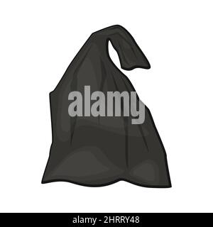 Black plastic garbage bag vector illustration in a cartoon flat style Stock Vector