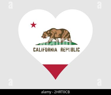 California USA Heart Flag. CA US Love Shape State Flag. Cali Golden State United States of America Banner Icon Sign Symbol Clipart. EPS Vector Illustr Stock Vector