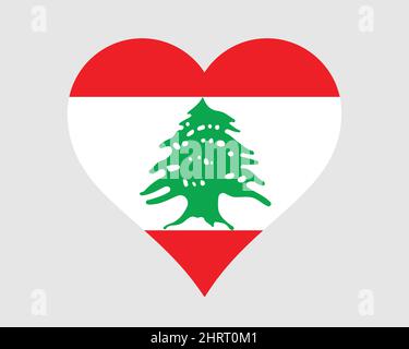 Lebanon Heart Flag. Lebanese Love Shape Country Nation National Flag. Republic of Lebanon Banner Icon Sign Symbol. EPS Vector Illustration. Stock Vector