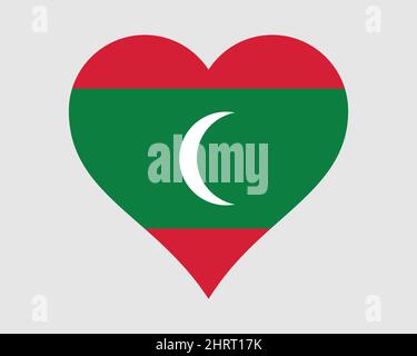 Maldives Heart Flag. Maldivian Love Shape Country Nation National Flag. Republic of Maldives Banner Icon Sign Symbol. EPS Vector Illustration. Stock Vector