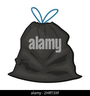 Black plastic garbage bag vector illustration in a cartoon flat style Stock Vector