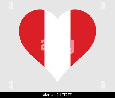 Peru Heart Flag. Peruvian Love Shape Country Nation National Flag. Republic of Peru Banner Icon Sign Symbol. EPS Vector Illustration. Stock Vector