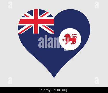 Tasmania Australia Heart Flag. TAS Tassie AUS Love Shape Flag. Tasmanian Australian State Banner Icon Sign Symbol Clipart. EPS Vector Illustration. Stock Vector