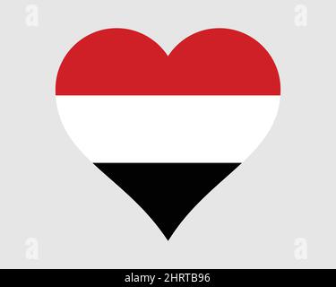 Yemen Heart Flag. Yemeni Yemenite Love Shape Country Nation National Flag. Republic of Yemen Banner Icon Sign Symbol. EPS Vector Illustration. Stock Vector