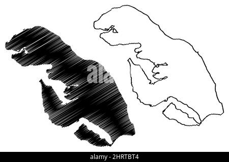 Als island (Denmark, Baltic Sea) map vector illustration, scribble sketch Als map Stock Vector