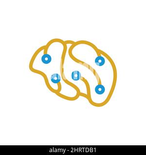 Creative brain tech logo design in line art. Tech Brain Logo design vector template Stock Vector