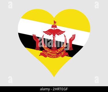 Brunei Heart Flag. Bruneian Love Shape Country Nation National Flag. Brunei Darussalam Banner Icon Sign Symbol. EPS Vector Illustration. Stock Vector