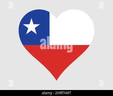 Chile Heart Flag. Chilean Love Shape Country Nation National Flag. Republic of Chile Banner Icon Sign Symbol. EPS Vector Illustration. Stock Vector