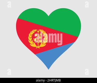 Eritrea Heart Flag. Eritrean Love Shape Country Nation National Flag. State of Eritrea Banner Icon Sign Symbol. EPS Vector Illustration. Stock Vector
