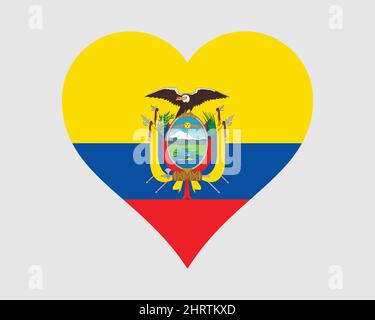 Ecuador Heart Flag. Ecuadorian Love Shape Country Nation National Flag. Republic of Ecuador Banner Icon Sign Symbol. EPS Vector Illustration. Stock Vector