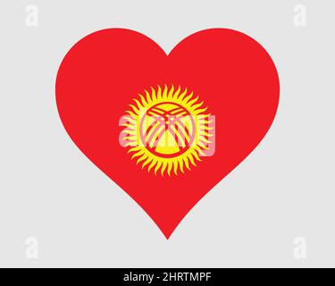 Kyrgyzstan Heart Flag. Kirghizia Love Shape Country Nation National Flag. Kyrgyz Republic Banner Icon Sign Symbol. EPS Vector Illustration. Stock Vector
